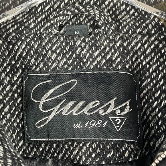 Guess Wool Blend Tweed Moto Zip Pleated Midi Pea Coat Retro Y2K Black Grey M - Picture 7 of 8